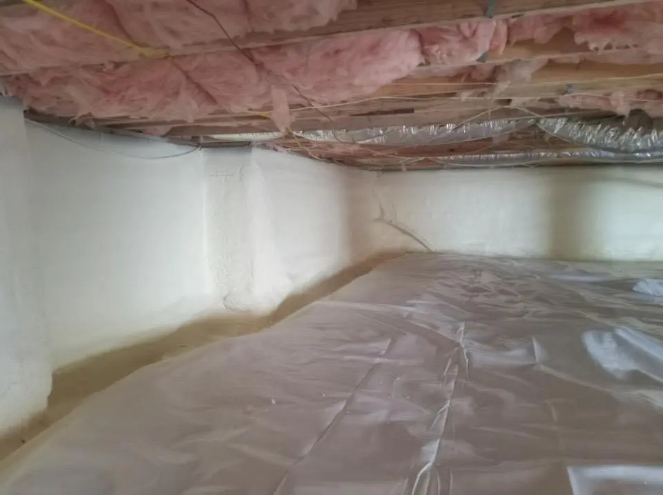Crawl space encapsulation with closed-cell spray foam for Spray Foam Roofing in Fridley
